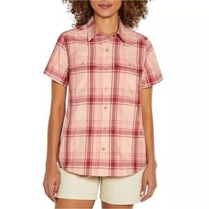 Eddie Bauer Adventure Performance Pink Plaid Button Down Top Size XXL